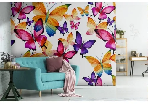 Nature wallpaper butterflies modern pattern yellow.