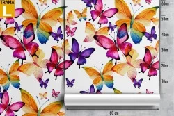Natural wallpaper butterflies pattern modern yellow.
