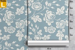 Carta da Parati rose bianche stilizzate vintage natura.