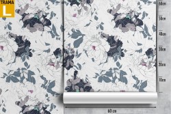 Carta da Parati rose bianche natura vintage pattern.