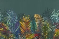 Carta da Parati Design e Stili Flora e Fauna Superfici e Texture Astratta Cemento Foglie Moderna Tropicale