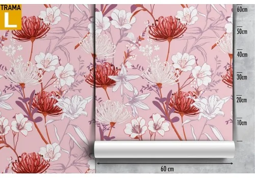 Carta da Parati fiori bianchi e rossi natura moderna. 2