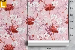 Modern nature wallpaper with white and red flowers.