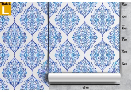 Blue damask wallpaper vintage pattern. 2