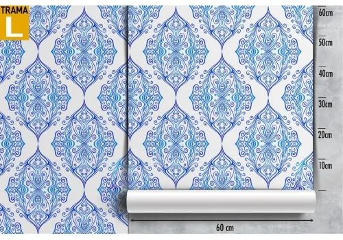 Blue damask wallpaper vintage pattern. 2