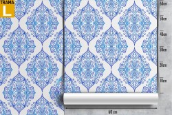 Carta da Parati damasco azzurro pattern vintage.