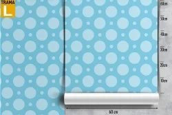 Polka dot wallpaper decoration for children in light blue.