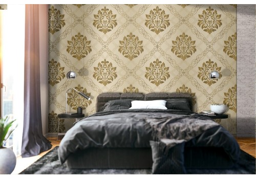 Vintage damask wallpaper with geometric decoration.