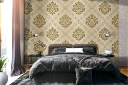 Vintage damask wallpaper with geometric decoration.