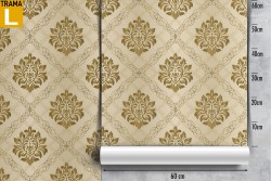 Vintage damask wallpaper with geometric decoration.