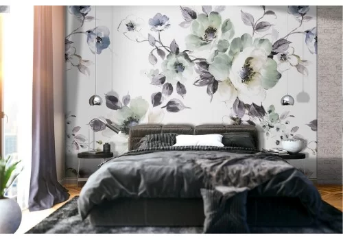 Carta da Parati fiori natura raffinata vintage.