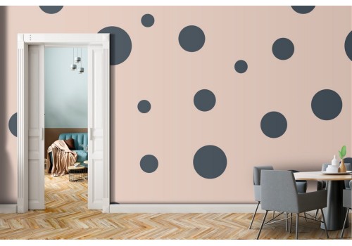 Polka dot pattern wallpaper decoration in pink and black.