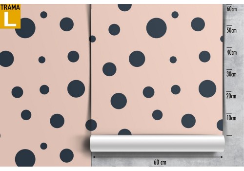 Polka dot pattern wallpaper decoration in pink and black. 2
