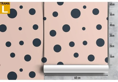 Polka dot pattern wallpaper decoration in pink and black. 2