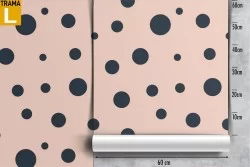 Polka dot pattern wallpaper decoration in pink and black.