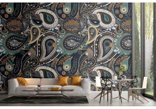 Vintage leaf pattern wallpaper.