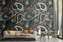 Carta da Parati foglie vintage pattern.