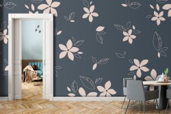 Carta da Parati fiori stilizzati bianchi pattern moderno.