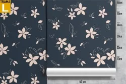 Wallpaper with stylized white flowers modern pattern.