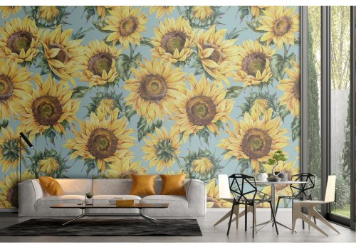 Sunflower nature vintage pattern wallpaper.
