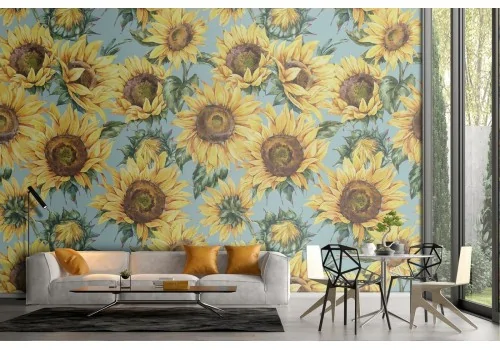 Sunflowers nature vintage pattern wallpaper.