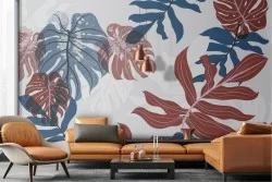 Carta da Parati natura astratta moderna foglie tropicali