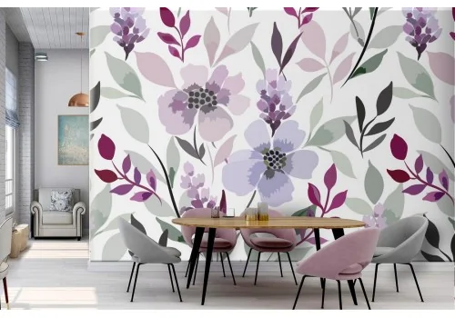 Carta da Parati fiori violetto natura pattern moderno.