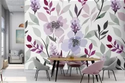 Violet flowers nature pattern modern wallpaper.