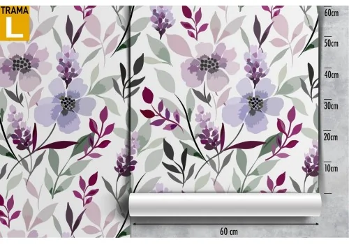 Violet flowers nature pattern modern wallpaper. 2