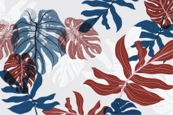 Carta da Parati Design e Stili Flora e Fauna Astratta Moderna Foglie Tropicale