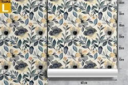 Carta da Parati fiori e foglie pattern vintage.