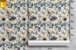 Wallpaper with flowers and leaves vintage pattern.