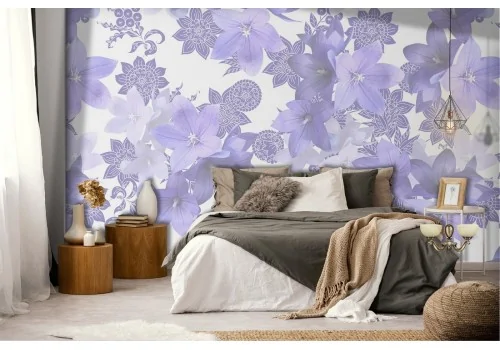 Abstract nature flowers purple pattern wallpaper.