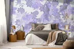 Carta da Parati fiori natura astratta viola pattern.