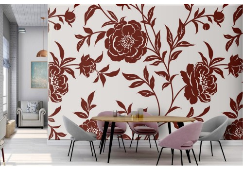 Red roses stylized vintage nature wallpaper.