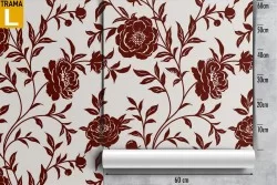 Carta da Parati rose rosse stilizzate natura vintage.