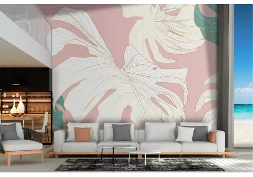 Carta da Parati natura astratta foglie tropicali
