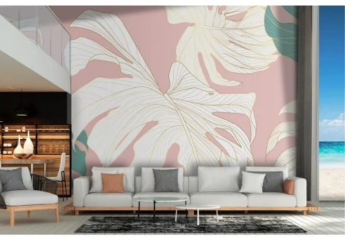 Carta da Parati natura astratta foglie tropicali