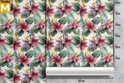 Tropical Nature Flowers Leaves Wallpaper