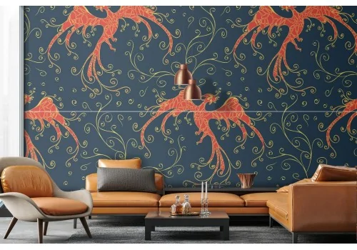Phoenix wallpaper fantasy decoration pattern.