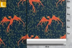 Carta da Parati fenice decorazione fantasy pattern.