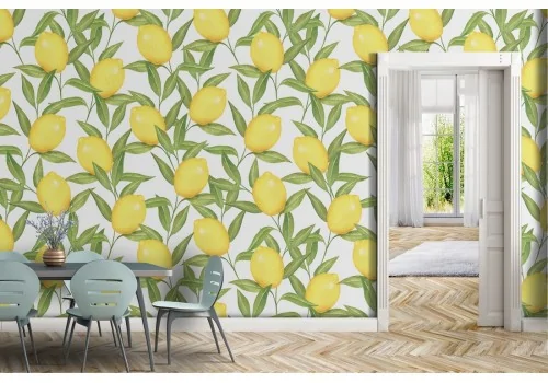 Lemon nature pattern yellow wallpaper.