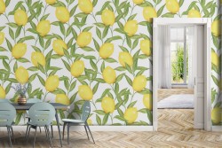 Carta da Parati limoni natura pattern giallo.