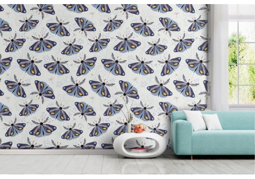 Carta da Parati farfalle natura pattern vintage.