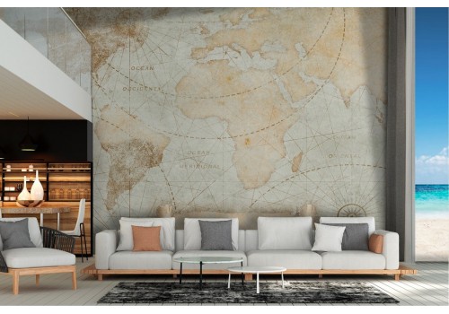 Antique style world map wallpaper