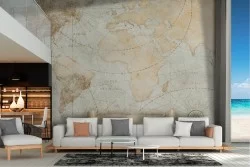 Carta da Parati cartina mappamondo stile antico