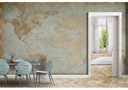 Antique style world map wallpaper 2