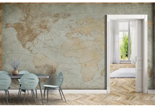 Antique style world map wallpaper 2