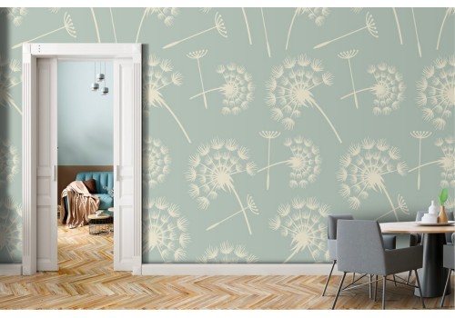 Wallpaper dandelion flowers stylized vintage pattern.