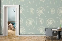 Carta da Parati soffioni fiori stilizzati pattern vintage.